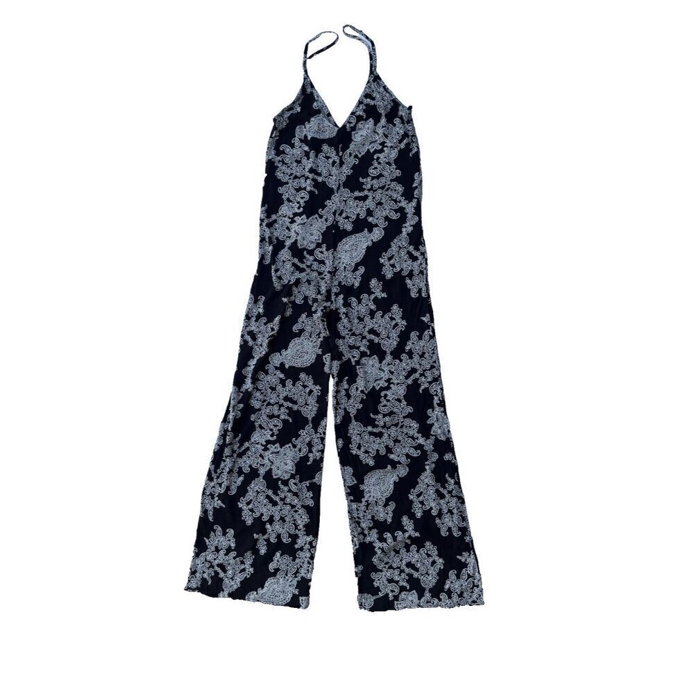 After Party By Nasty Gal Women’s Black Strappy Floral Wide Leg Jumpsuit Size XS - Picture 15 of 16